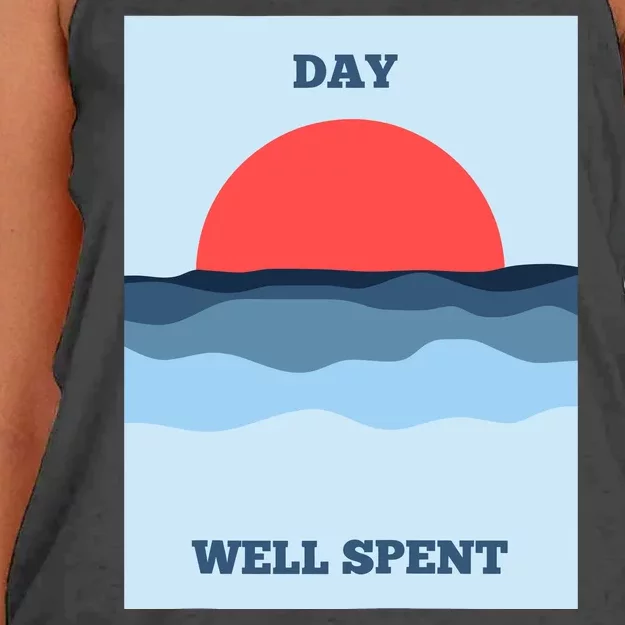 Positive Messaging Day Well Spent Surf And Street Wear Women's Knotted Racerback Tank