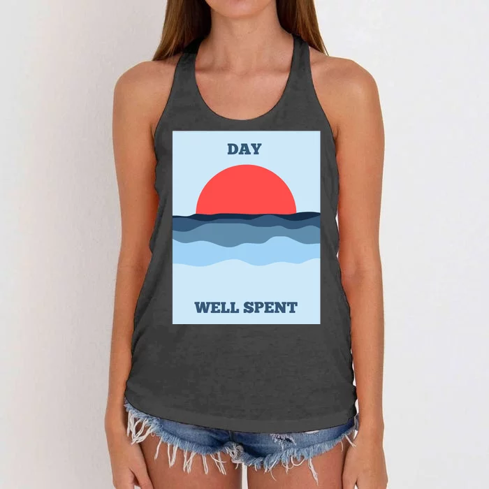 Positive Messaging Day Well Spent Surf And Street Wear Women's Knotted Racerback Tank