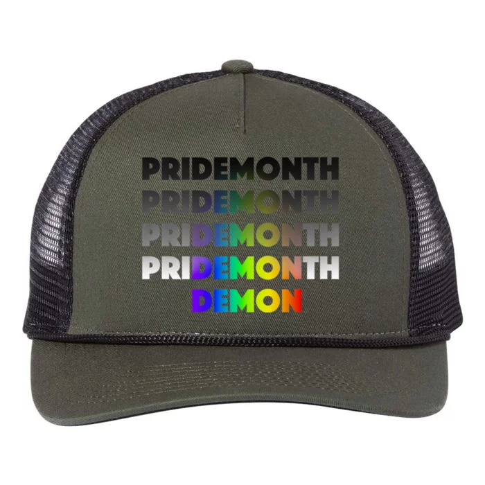 Pride Month Demon Cool Pride Month Demon Retro Rope Trucker Hat Cap