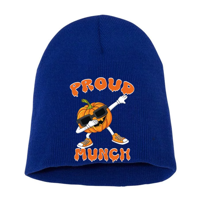 Proud Munch Dabbing Dancing Pumpkin Cool Halloween Pajamas Gift Short Acrylic Beanie