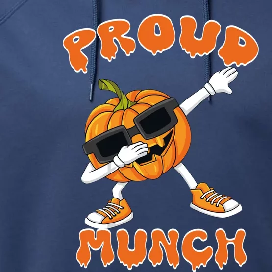 Proud Munch Dabbing Dancing Pumpkin Cool Halloween Pajamas Gift Performance Fleece Hoodie