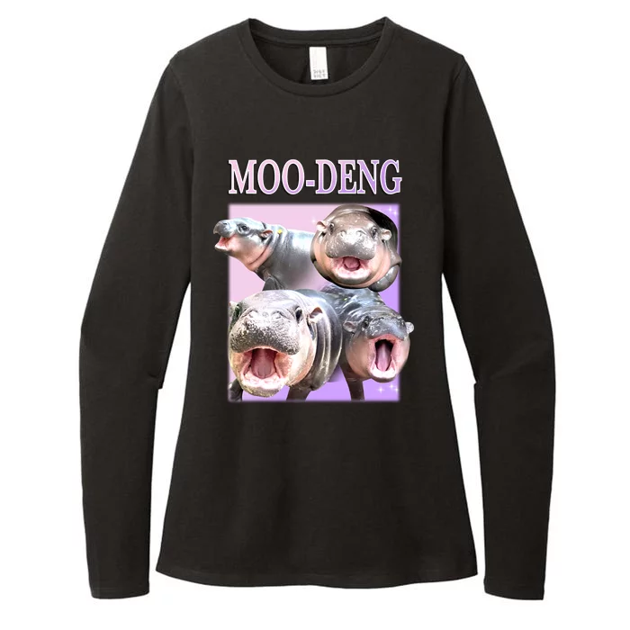 Purple Moo Deng Meme Hippo Funny Womens CVC Long Sleeve Shirt