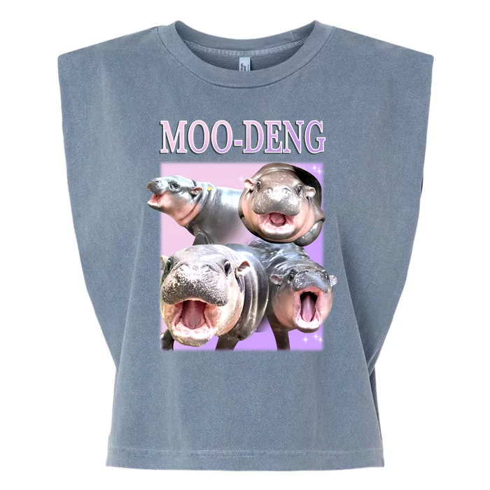 Purple Moo Deng Meme Hippo Funny Garment-Dyed Women's Muscle Tee