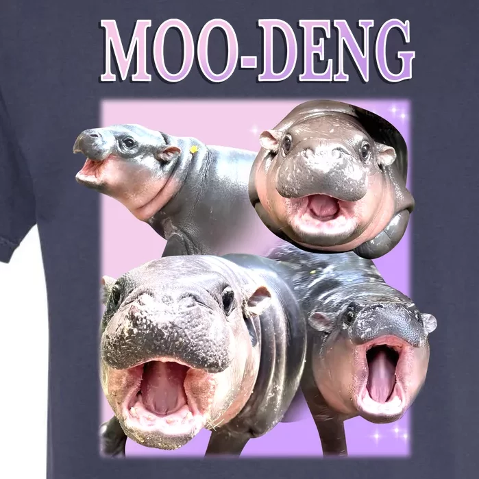 Purple Moo Deng Meme Hippo Funny Garment-Dyed Heavyweight T-Shirt