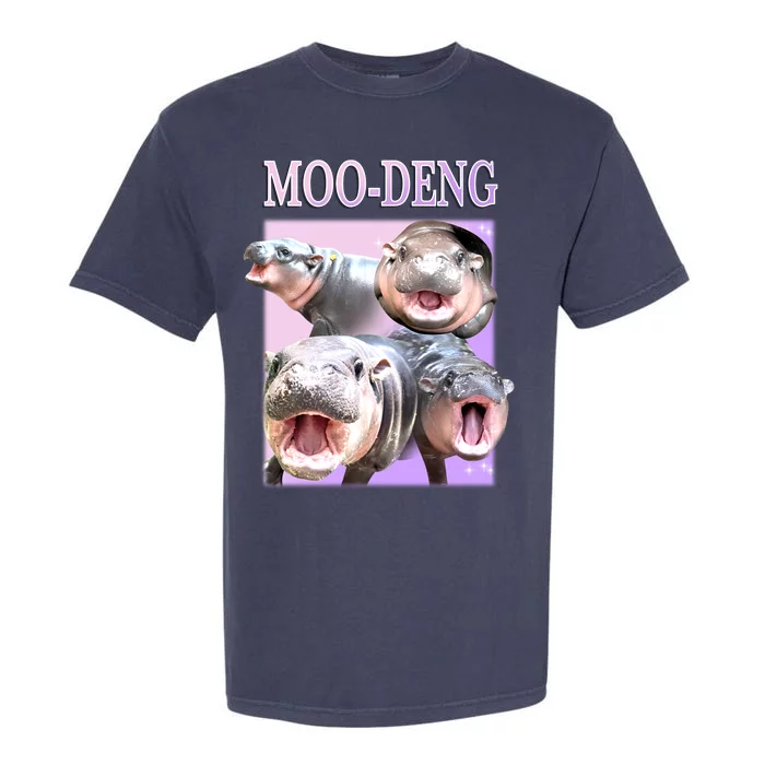 Purple Moo Deng Meme Hippo Funny Garment-Dyed Heavyweight T-Shirt