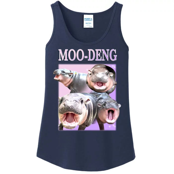 Purple Moo Deng Meme Hippo Funny Ladies Essential Tank