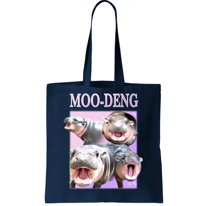 Purple Moo Deng Meme Hippo Funny Tote Bag