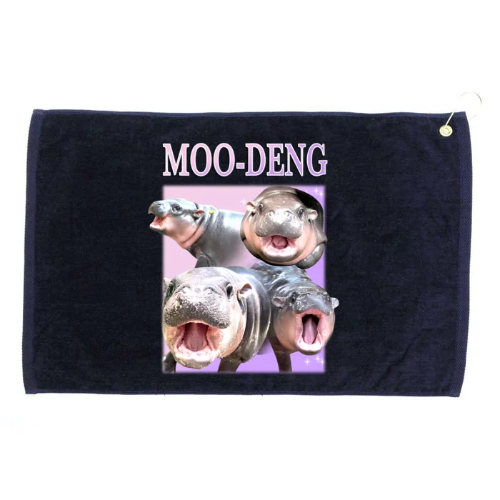 Purple Moo Deng Meme Hippo Funny Grommeted Golf Towel