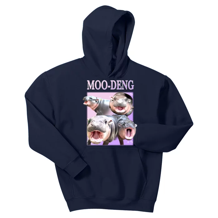 Purple Moo Deng Meme Hippo Funny Kids Hoodie