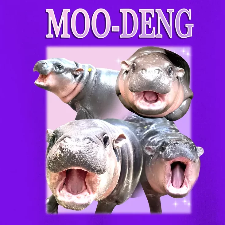 Purple Moo Deng Meme Hippo Funny Toddler T-Shirt