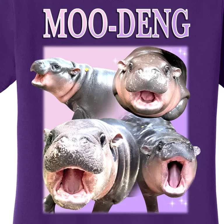 Purple Moo Deng Meme Hippo Funny Women's T-Shirt