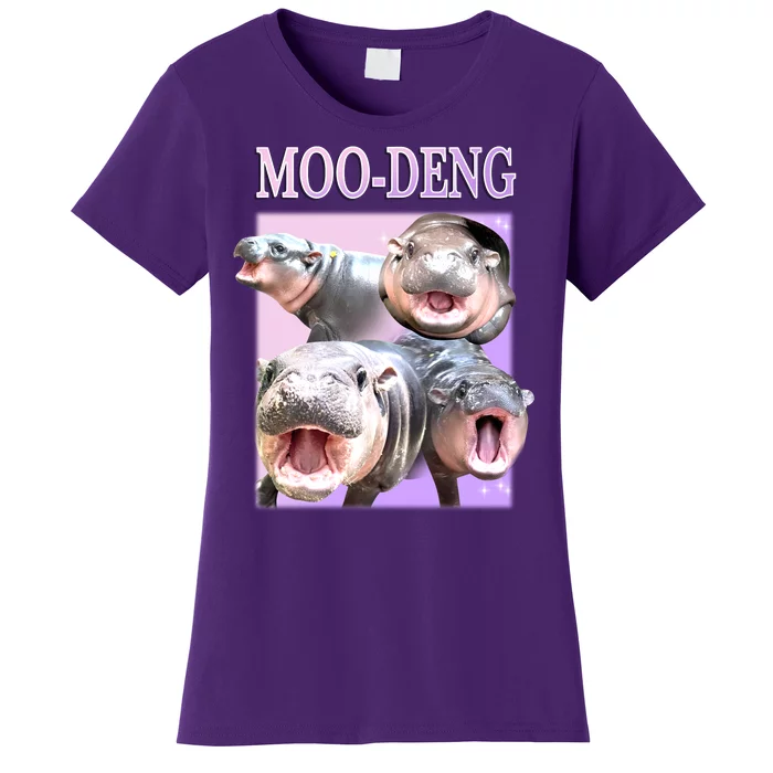 Purple Moo Deng Meme Hippo Funny Women's T-Shirt