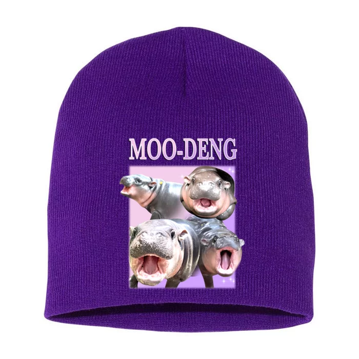 Purple Moo Deng Meme Hippo Funny Short Acrylic Beanie