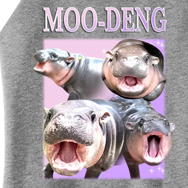 Purple Moo Deng Meme Hippo Funny Women’s Perfect Tri Rocker Tank