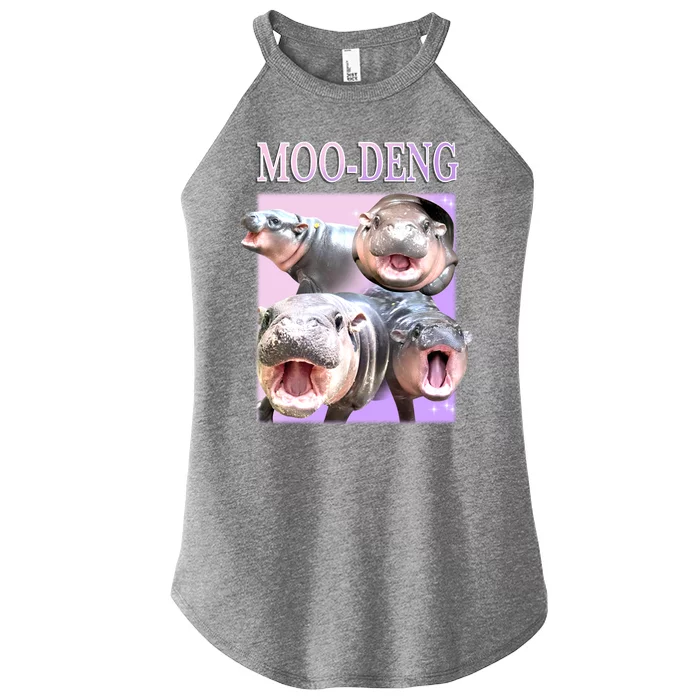 Purple Moo Deng Meme Hippo Funny Women’s Perfect Tri Rocker Tank