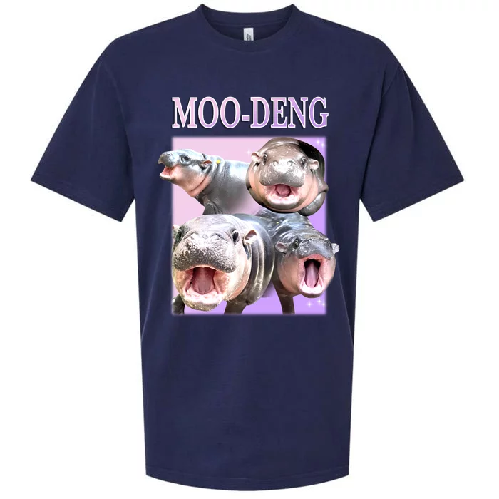 Purple Moo Deng Meme Hippo Funny Sueded Cloud Jersey T-Shirt