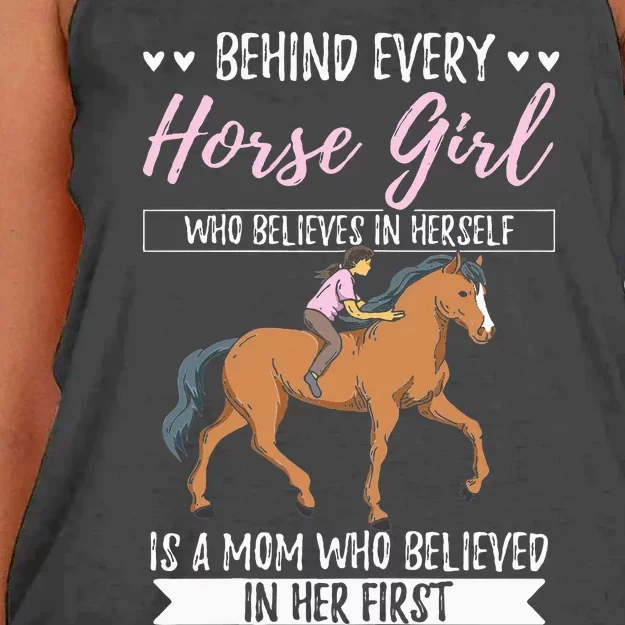 Proud Mama Daughter At Equestrian Horses Hobby Mommy Women's Knotted Racerback Tank