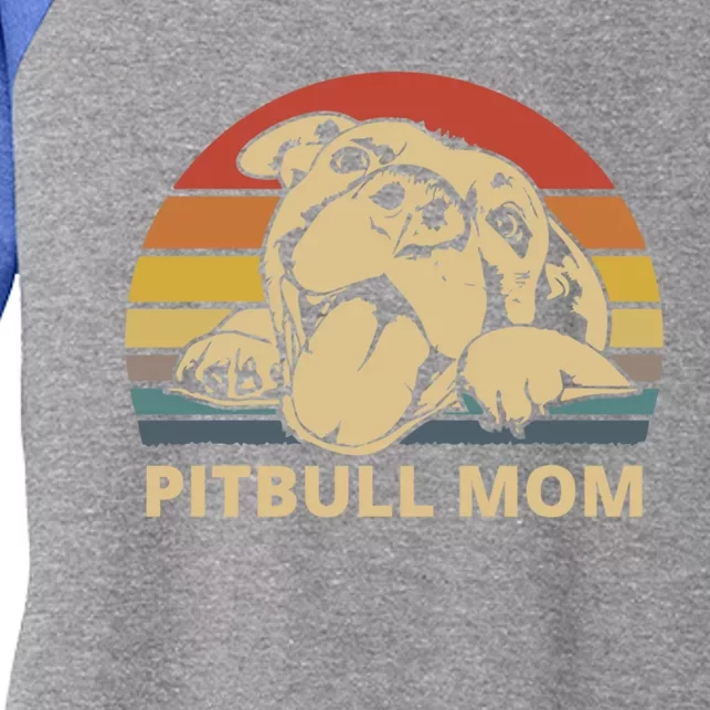 Pitbull Mom Design For Pitbull And Pibble Moms Gift Women's Tri-Blend 3/4-Sleeve Raglan Shirt