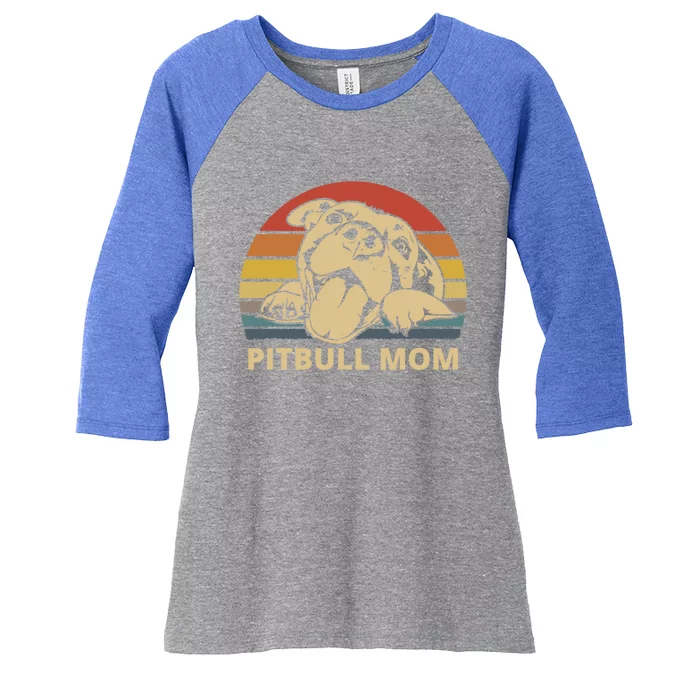 Pitbull Mom Design For Pitbull And Pibble Moms Gift Women's Tri-Blend 3/4-Sleeve Raglan Shirt