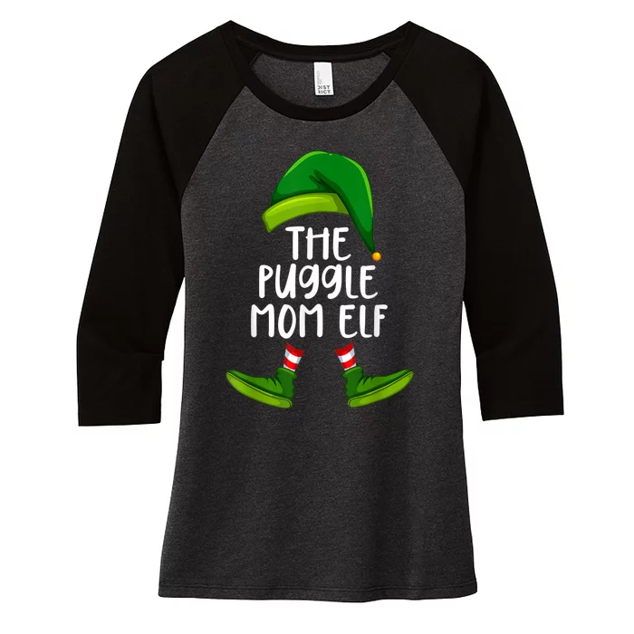 Puggle Mom Dog Elf Funny Christmas Pajama X Mas Women's Tri-Blend 3/4-Sleeve Raglan Shirt