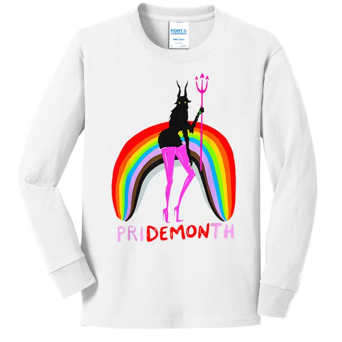 Pride Month Demon Pridemonth Demon Rainbow Cool Pride Month Kids Long Sleeve Shirt