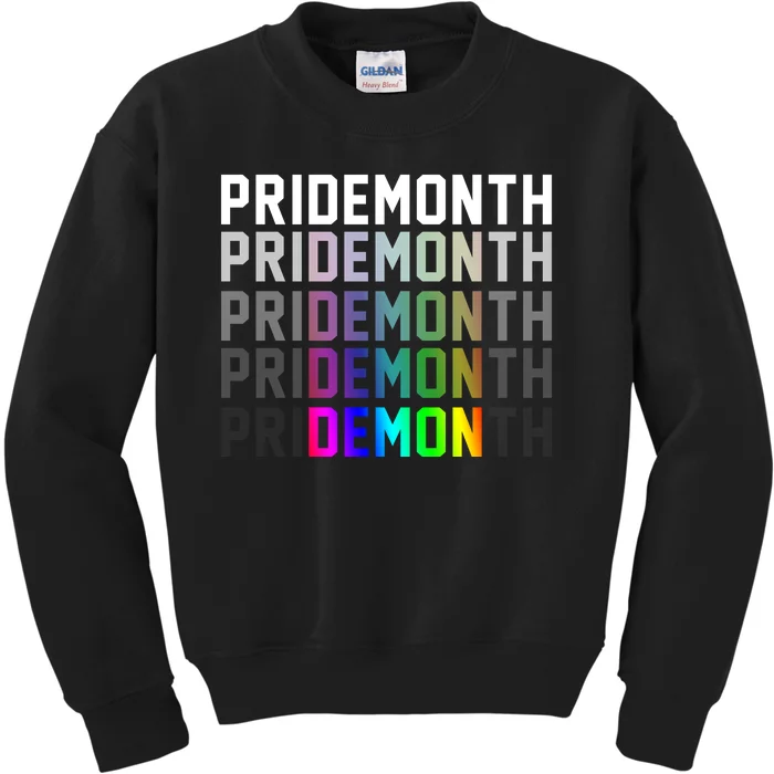 Pride Month Demon Rainbow Kids Sweatshirt