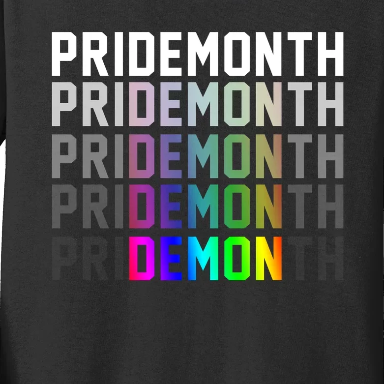 Pride Month Demon Rainbow Kids Long Sleeve Shirt