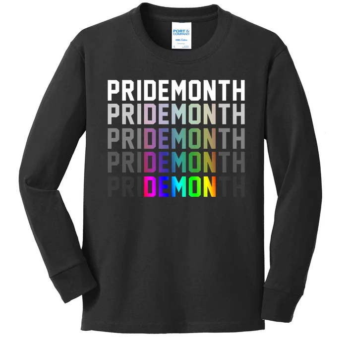 Pride Month Demon Rainbow Kids Long Sleeve Shirt