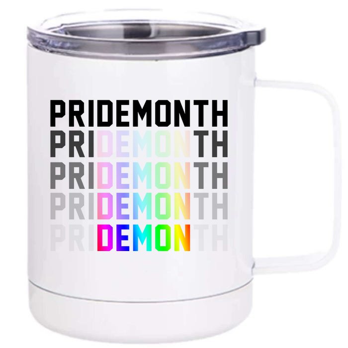 Pride Month Demon Rainbow Front & Back 12oz Stainless Steel Tumbler Cup