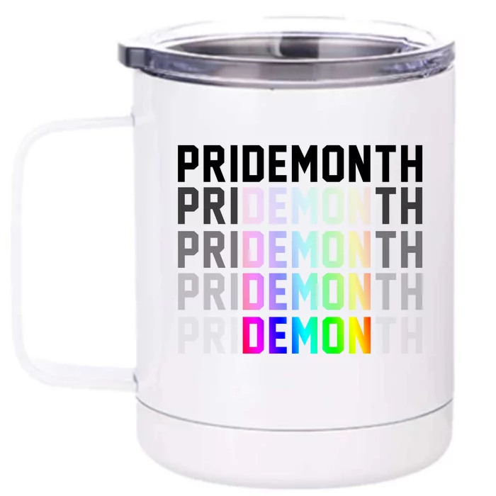 Pride Month Demon Rainbow Front & Back 12oz Stainless Steel Tumbler Cup