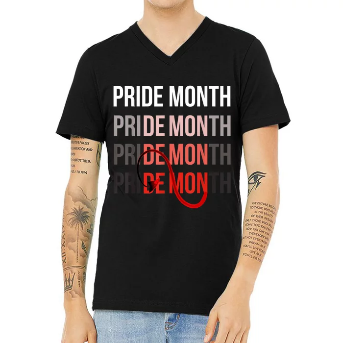 Pride Month Demon V-Neck T-Shirt