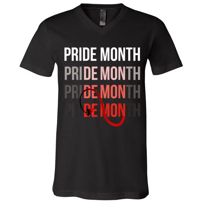 Pride Month Demon V-Neck T-Shirt