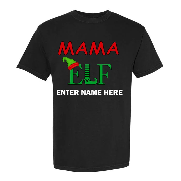 Personalize Mama Elf Custom Family Matching Christmas Garment-Dyed Heavyweight T-Shirt