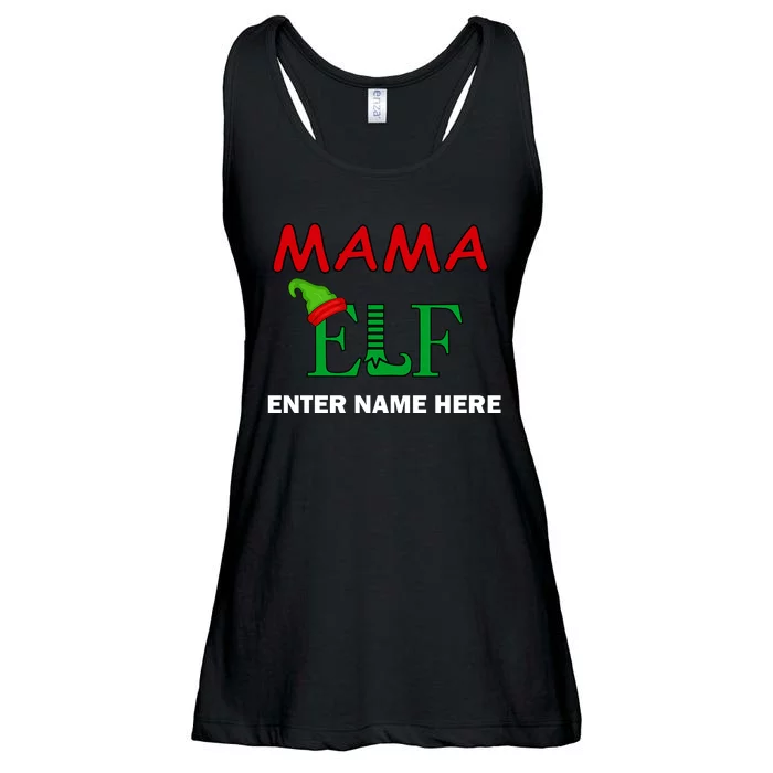 Personalize Mama Elf Custom Family Matching Christmas Ladies Essential Flowy Tank