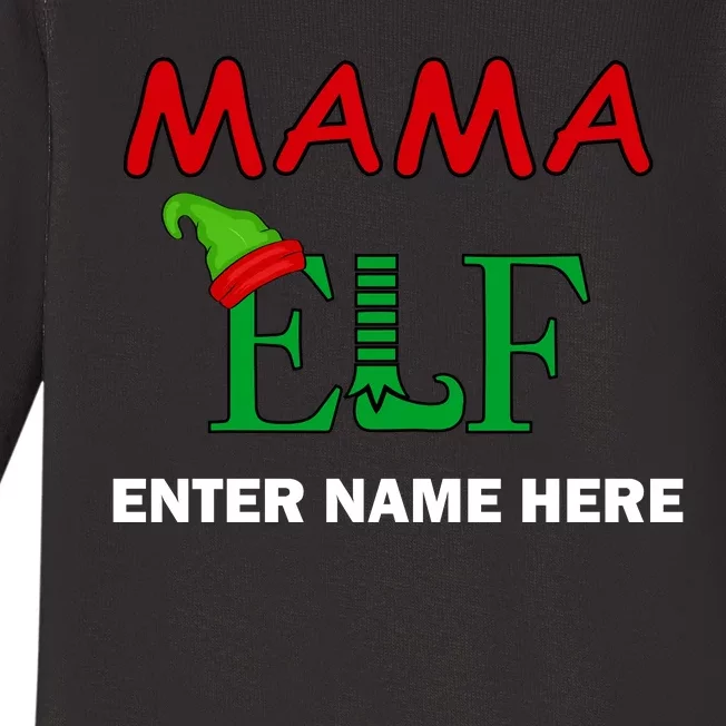 Personalize Mama Elf Custom Family Matching Christmas Baby Long Sleeve Bodysuit