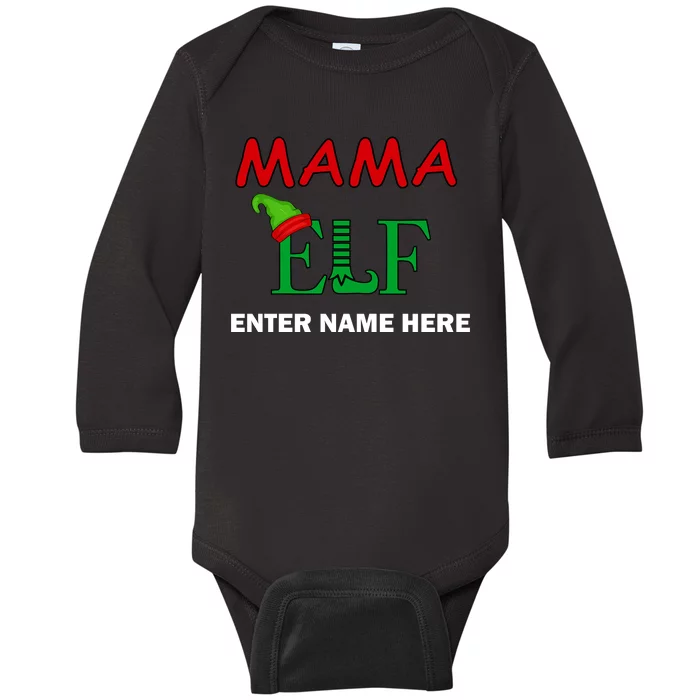 Personalize Mama Elf Custom Family Matching Christmas Baby Long Sleeve Bodysuit