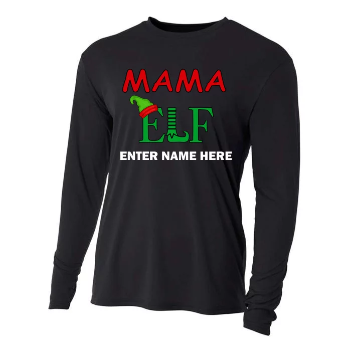 Personalize Mama Elf Custom Family Matching Christmas Cooling Performance Long Sleeve Crew