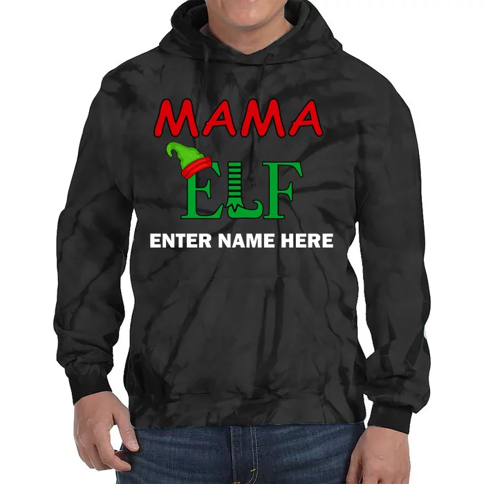 Personalize Mama Elf Custom Family Matching Christmas Tie Dye Hoodie