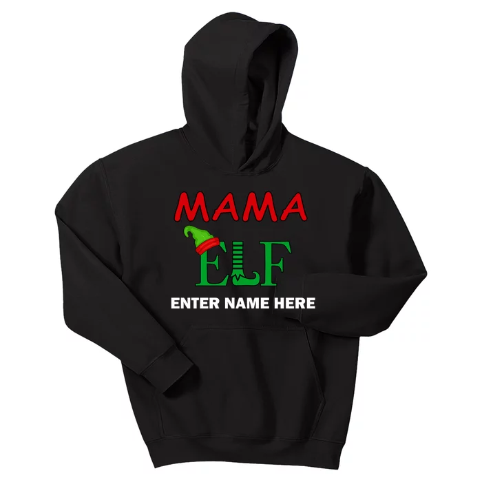 Personalize Mama Elf Custom Family Matching Christmas Kids Hoodie