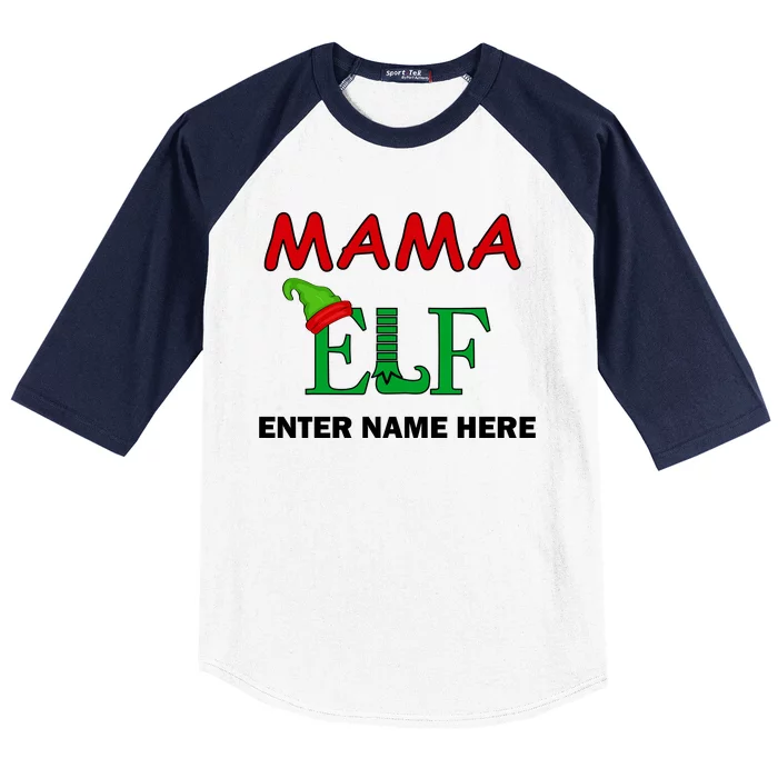 Personalize Mama Elf Custom Family Matching Christmas Baseball Sleeve Shirt