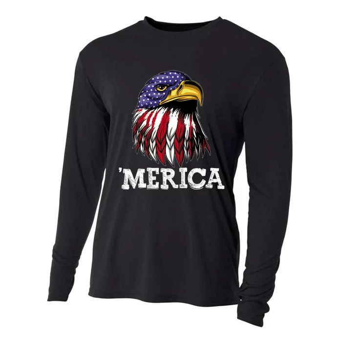 Patriotic Merica Eagle USA Flag Sunglusses 4th Of July Cooling Performance Long Sleeve Crew