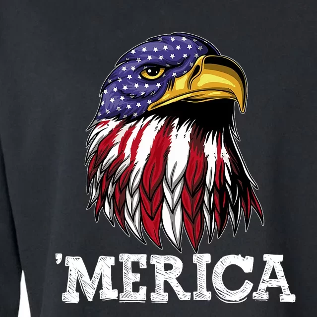 Patriotic Merica Eagle USA Flag Sunglusses 4th Of July Cropped Pullover Crew