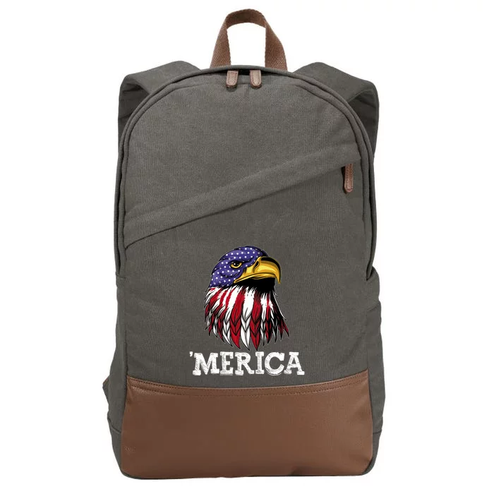 Patriotic Merica Eagle USA Flag Sunglusses 4th Of July Cotton Canvas Backpack