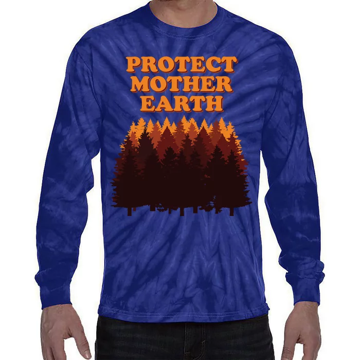 Protect Mother Earth Trees Earth Day Go Green Tie-Dye Long Sleeve Shirt