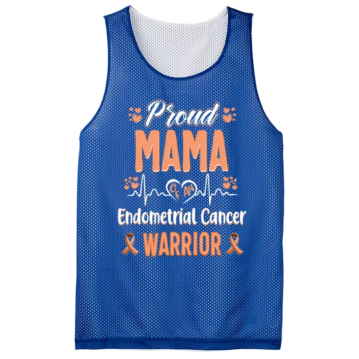 Proud Mama Endometrial Uterine Cancer Warrior Awareness Gift Mesh Reversible Basketball Jersey Tank