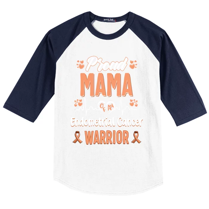 Proud Mama Endometrial Uterine Cancer Warrior Awareness Gift Baseball Sleeve Shirt