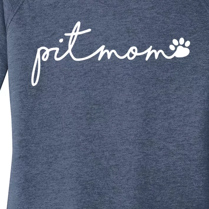 Pit Mom For Pitbull Mamas Paw Print Pittie Gift Women's Perfect Tri Tunic Long Sleeve Shirt