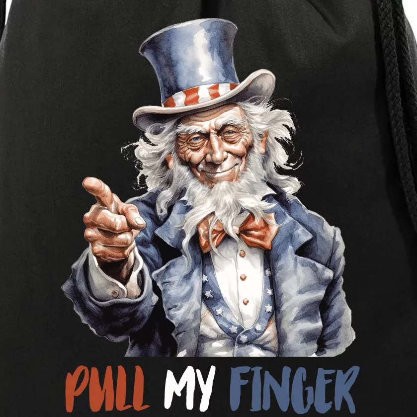 Pull My Finger Uncle Sam 4th Of July Funny Drawstring Bag