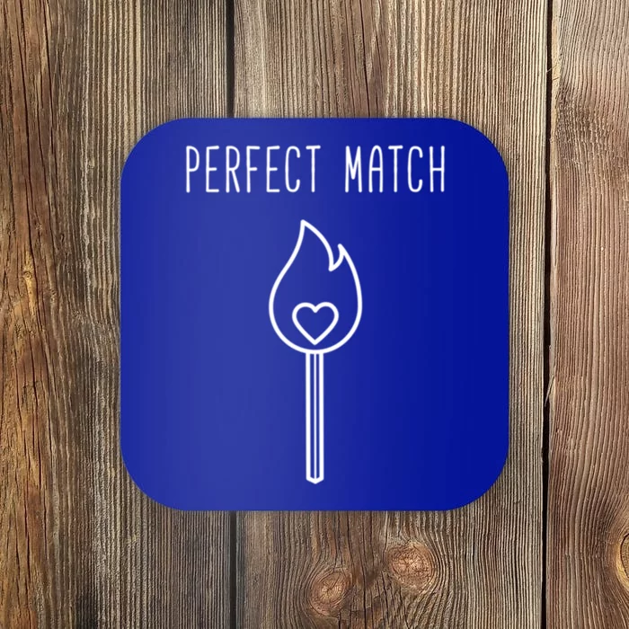 Perfect Match Funny Valentines Day Pun Gift Coaster