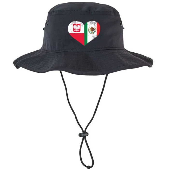 Polish Mexican Flag Heart Poland Mexico Legacy Cool Fit Booney Bucket Hat